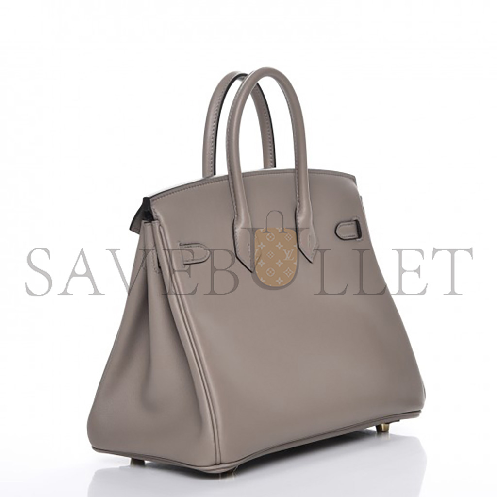 HERMES MASTER BIRKIN 25 SWIFT ASPHALT GREY GOLD BUCKLE BAG H049362CK03 (25*20*13cm)